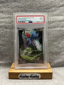 2025 POKEMON WHT EN-WHITE FLARE ILLUSTRATION RARE #151 DRUDDIGON PSA 9 - Image 1