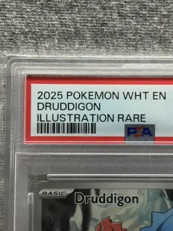 2025 POKEMON WHT EN-WHITE FLARE ILLUSTRATION RARE #151 DRUDDIGON PSA 9 - Image 2