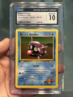2000 POKEMON GYM HEROES 1ST ED. #89/132 MISTY'S SHELLDER CGC 10 GEM MINT - Image 1