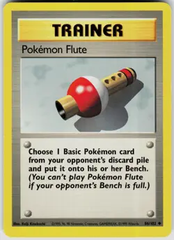 Pokemon Flute 86/102 Uncommon Base Set Unlimited Pokemon Moderately Played - Image 1