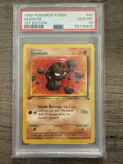 1999 Geodude #47/62 1st Edition PSA 10 Gem Mint Vintage Pokemon Card Fossil - Image 1