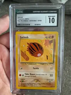 cgc gem mint 10 swinub pokemon 2001 neo revelation unlimited 57/64 - Image 1