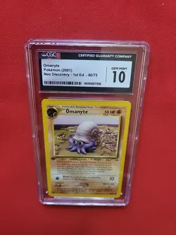 GEM MINT Pokemon: Omanyte 1st Edition #60/75 Neo Discovery 2001 - CGC 10 - B41 - Image 4