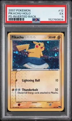 2007 P5 PIKACHU HOLO SWIRL INVERTED BACK ERROR Pokemon Pop Series 12/17 PSA 5 - Image 1
