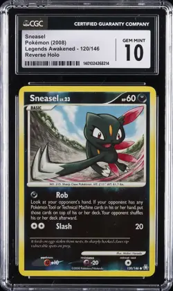 2008 POKEMON LEGENDS AWAKENED - REVERSE HOLO - JPN SNEASEL CGC 10 GEM MINT - Image 1