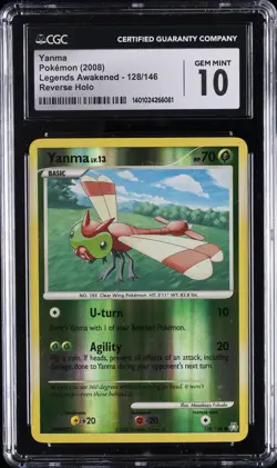 2008 POKEMON LEGENDS AWAKENED, REVERSE HOLO #128/146 YANMA CGC 10 GEM MINT - Image 1