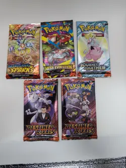 Pokemon TCG 5 Booster Packs Destined Rivals Surging Sparks Journey Mega Sealed - Image 1