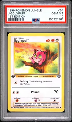 1999 POKEMON JUNGLE 1ST EDITION #54 JIGGLYPUFF PSA 10 - Image 1