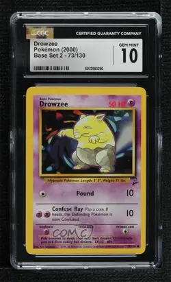 Drowzee Pokemon Base Set 2 CGC 10 Gem Mint 2000 - Image 1