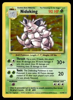 Nidoking #11 _ Rare HOLO - Pokemon Base Set WOTC - LP - Image 1