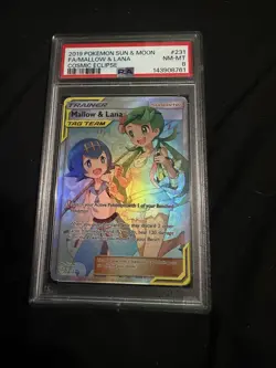 Pokemon TCG 2019 Pokemon Sun & Moon Cosmic Eclipse FA Mallow & Lana PSA 8 - Image 1