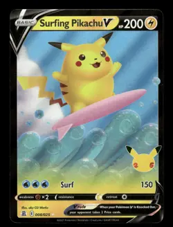 Surfing Pikachu V 008/025 Celebrations CEL Holo 2021 Pokemon Rare LP /a - Image 1