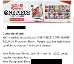 Round 1 x One Piece Collab Promo Pack ONE PACK PER PURCHASE ✅CONFIRMED PREORDER - Image 2