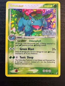 Venusaur 28/100 EX Crystal Guardians Reverse Holo Stamped Pokemon Card 2006 LP - Image 1