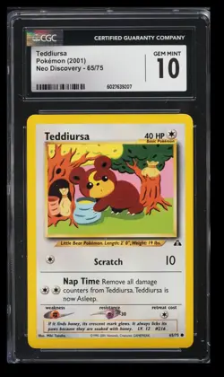 2001 Pokemon Neo Discovery Teddiursa CGC 10 English #65/75 - Image 1