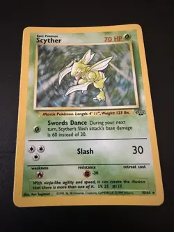 1999 Pokemon Jungle Scyther 10/64 Holo Rare WOTC Vintage Card (LP) - Image 2