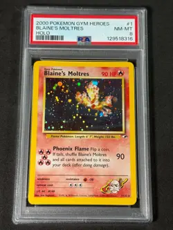Pokemon PSA 8 Blaine's Moltres 1/132 Gym Heroes Holo Unlimited 2000 New Cert - Image 1