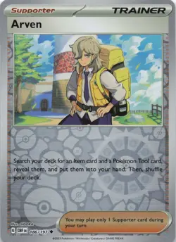 Arven 186/197 SV03: Obsidian Flames Reverse Holo NM Pokemon TCG - Image 1