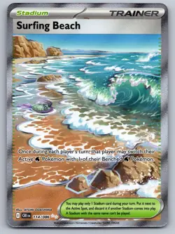 Surfing Beach 114/086 Ultra Rare Chaos Rising Pokemon Holo Near Mint - Image 1