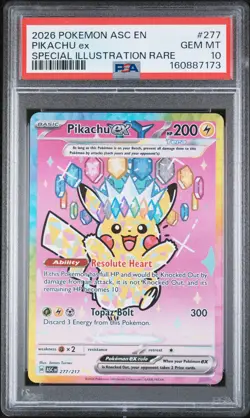 2026 POKEMON ASC EN-ASCENDED HEROES SPECIAL ILLUSTRATION RARE PIKACHU EX PSA 10 - Image 1