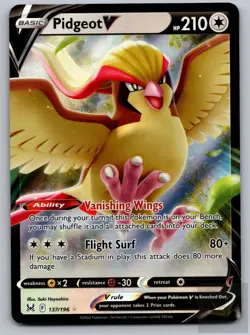 Pidgeot V 137/196 Holo V Rare Lost Origin Pokemon Near Mint - Image 1