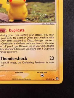 2005 Pokemon Ditto (Pikachu) 63/113 Ex Delta Species Non-Holo Regular. - Image 5