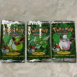 Pokemon Jungle Booster Packs 3 EMPTY Flareon Scyther Wigglytuff - Image 1