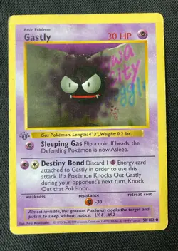 Pokemon 1999 Base Set 1st Edition Shadowless Gastly #50 Played - Image 1