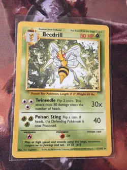 Beedrill 17/102 Rare Non Holo Base Set Unlimited WOTC Vintage NM Pokemon Card - Image 1