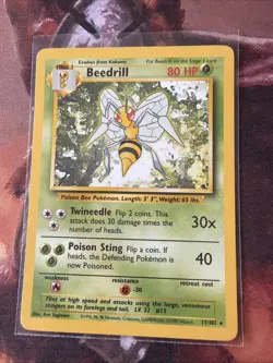 Beedrill 17/102 Rare Non Holo Base Set Unlimited WOTC Vintage NM Pokemon Card - Image 2