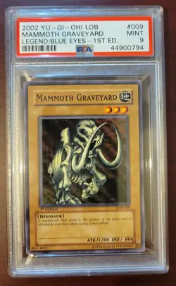 PSA 9 MINT Yu-Gi-Oh! Legend of Blue Eyes Mammoth Graveyard #LOB-009 1st Edition - Image 1