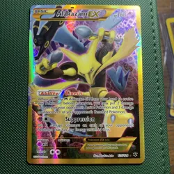 ALAKAZAM EX FULL ART SECRET RARE #125/124 LP *LINE IN THE BACK OF THE CARD* - Image 1
