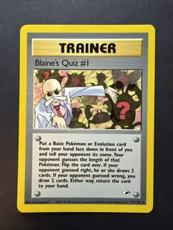 Pokemon TCG Blaine’s Quiz #1 97/132 Gym Heroes Rare WOTC Vintage Trainer Card - Image 1