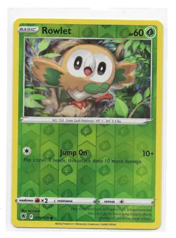 Pokemon TCG Astral Radiance Rowlet Reverse Holo 19/189 Card NM - Image 1