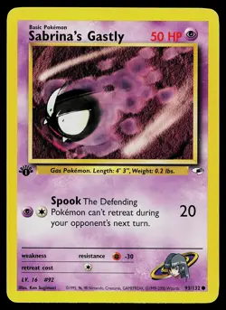 Pokemon Card - Sabrina's Gastly Gym Heroes 93/132 1st Edition Common - Image 1
