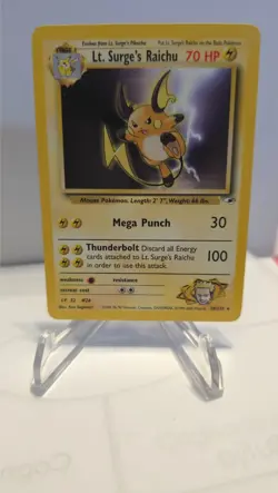 Lt. Surge's Raichu 28/132 Rare Non Holo LP Gym Heroes Pokemon Card TCG Vintage - Image 1