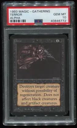 MTG Magic The Gathering Alpha - Terror - PSA 10 Gem Mint (Pop 10) - Image 1