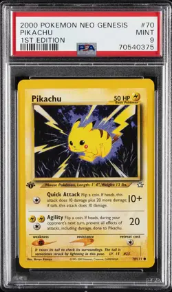 2000 POKEMON NEO GENESIS 1ST ED #70 PIKACHU PSA 9 - Image 1