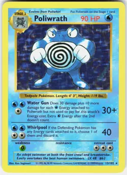 Pokemon Poliwrath 13/102 Holo Holo Rare Base Set Shadowless Pokemon LP - Image 1