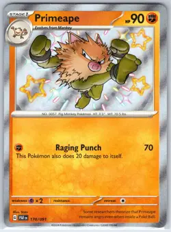 Primeape 170/091 Shiny Rare Paldean Fates Pokemon Holo Near Mint - Image 1