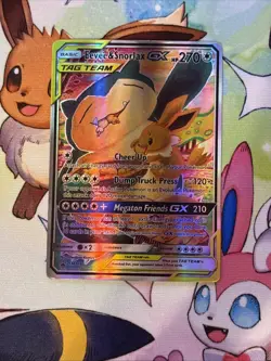 Pokemon Eevee & Snorlax GX Team Up TCG SM169 Holo Black Star Promo - Image 1
