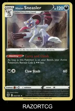HISUIAN SNEASLER 093/189 HOLO R ASTRAL RADIANCE POKEMON LP - Image 1
