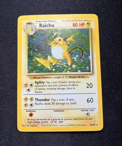 Pokemon TCG Raichu Base Set 14/102 Holo Rare English 1999 WotC 1999-2000 - Image 1