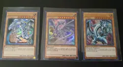 3x BLUE-EYES WHITE DRAGON ULTRA RARE LIMITED NM YUGIOH PLAYSET Different Arts - Image 1