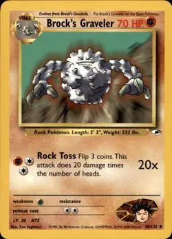 Brock's Graveler Gym Heroes 2000 40/132 Uncommon Pokemon NM - Image 1