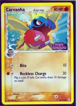 POKEMON EX HOLON PHANTOMS-CARVANHA (Delta Species-61/110-REVERSE HOLO-STAMPED NM - Image 1
