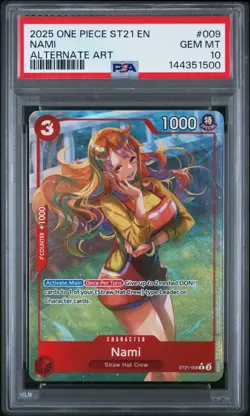 One Piece Nami Alternate Art Starter Deck Ex Gear 5 ST21-009 English PSA 10 - Image 1