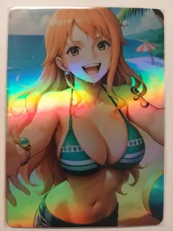 NAMI 002 - RAINBOW FOIL CUSTOM *NUDE* WAIFU GODDESS STORY ONE PIECE NM - Image 1