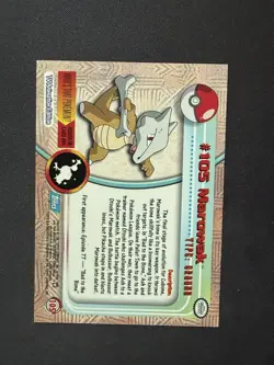 Topps Marowak 105 Series 2 TV Animation Blue Logo Non Holo Pokemon Card Vintage - Image 2