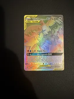 Moltres & Zapdos & Articuno GX 69/68 Rainbow Rare Hidden Fates Pokemon Card - Image 1